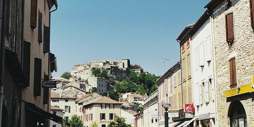 Medieval town Cordes-sur-Ciel, a scenic hour from the monastery, offers charm.