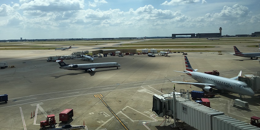 An image of the Dallas Fort Worth International Airport, a major airport in the USA.