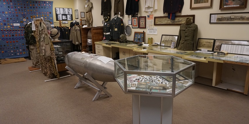 The military uniforms hung in the museum near the Shri Tadkeshwar Dham Mandir