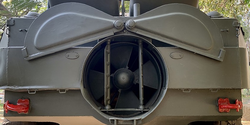 Armoured personnel carrier displayed in Darwan Singh Regimental Museum.