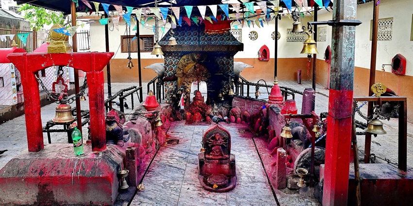 Vaishnavi Devi Temple in Yepa Nakkhu, Bhaisepati, Lalitpur, Nepal with ornate design.