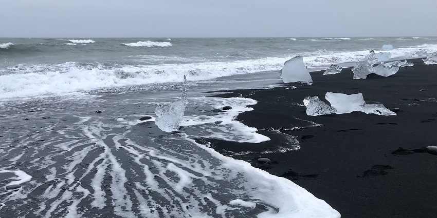 An image of Diamond Beach in Iceland with sparkling ice, one of the best beaches in Iceland.