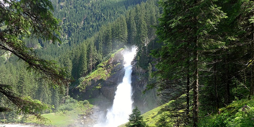 A simple view of Krimml Waterfalls, Europe's tallest waterfall in the Austrian Alps