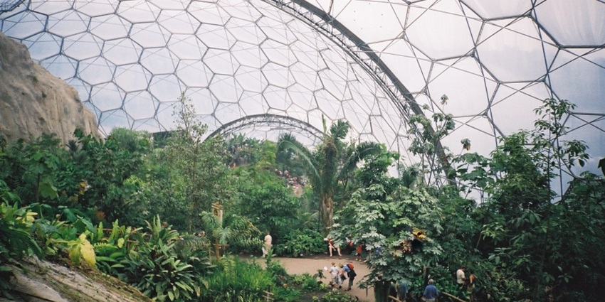 An image of the Eden Project's tropical biome, a great thing to see in England.