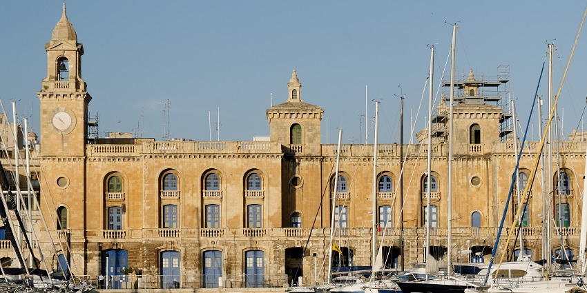 Façade of the Malta Maritime Museum - one of the things to do in Malta in October.