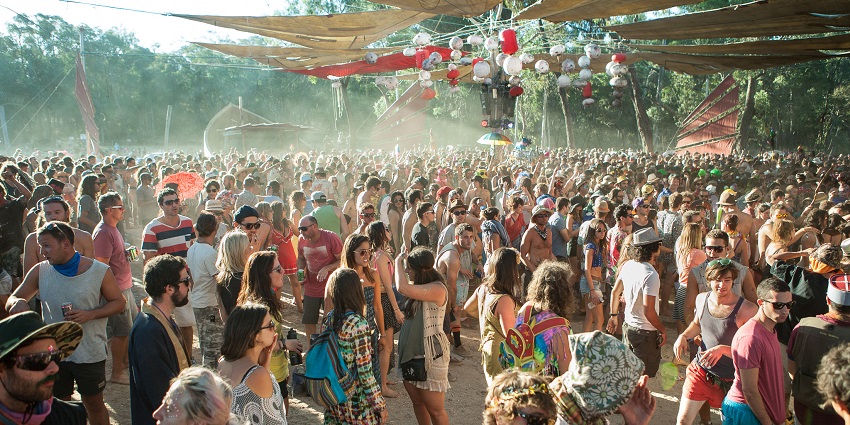 Vibrant Israel music festival with outdoor dancing and camping