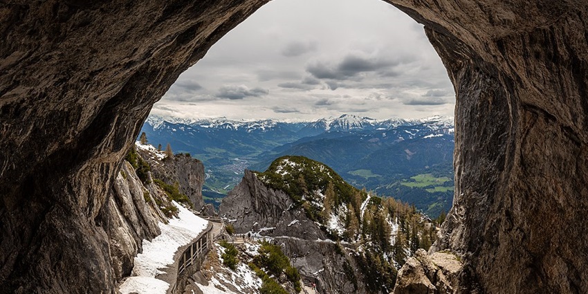 A simple view of the stunning interiors of Eisriesenwelt, Austria's largest ice cave
