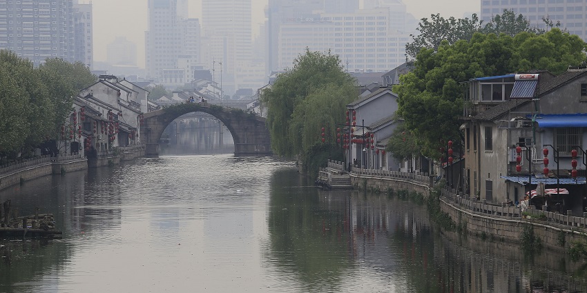 Image of water and a canal for boat ride in Hangzhou Grand Canal, China