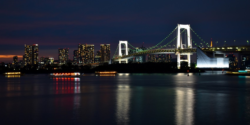 Odaiba includes visiting the man-made island with shopping, entertainment, and architecture.