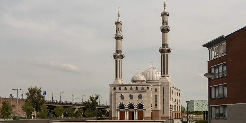View of Essalam Mosque with an Ottoman-inspired design - one of the mosques in Netherlands.