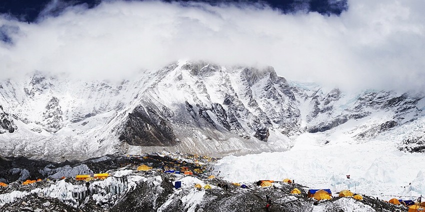 Snapshot of the mount Everest Base Camp in Nepal side