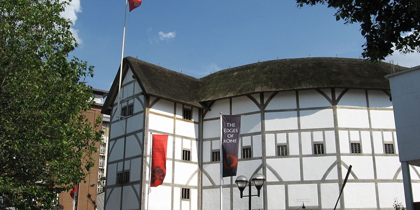 The exterior of Shakespeare's Globe Theatre, a fascinating thing to see in England.