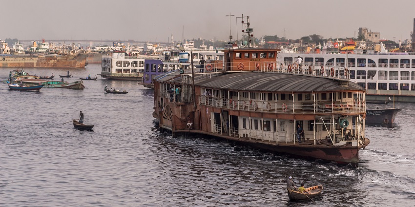Image of the Paddle steamer in the river of Bangladesh