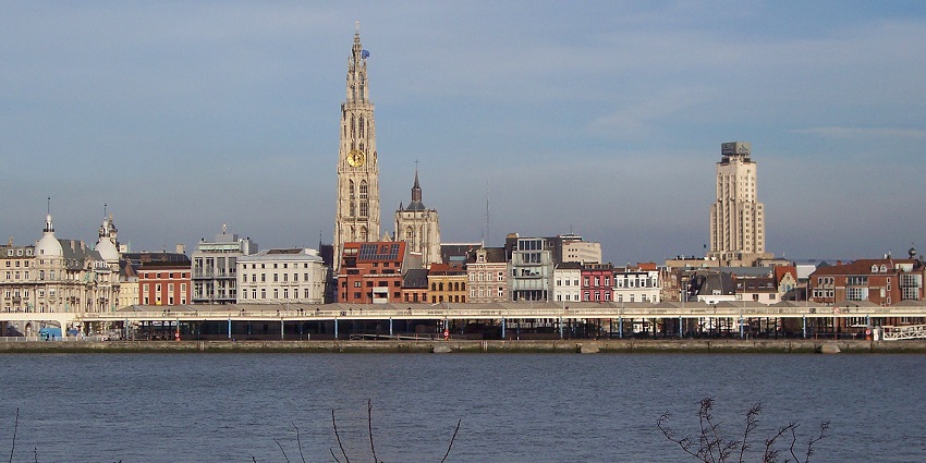 The riverfront view of Antwerp, the diamond city of Belgium