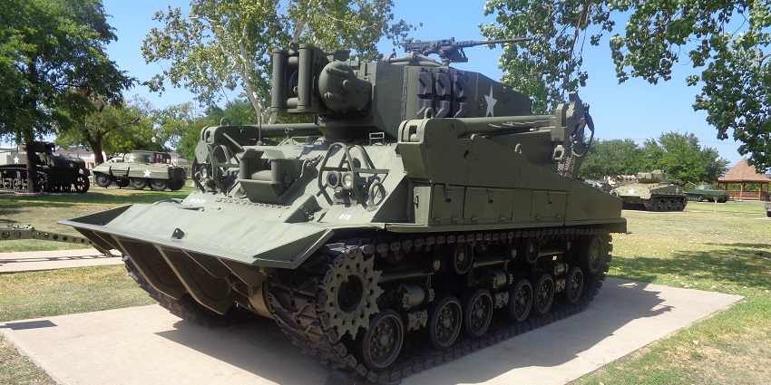 A historic World War II-era tank on display at the Cavalry Tank Museum in Ahmednagar.