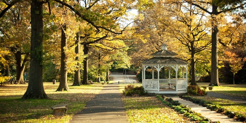 The gazebo by the horticultural center in Fairmount Park West.