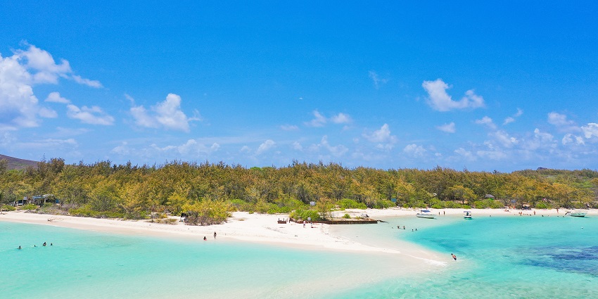 An amazing aerial view of the Flat Island in Mauritius, where people are having their best time.