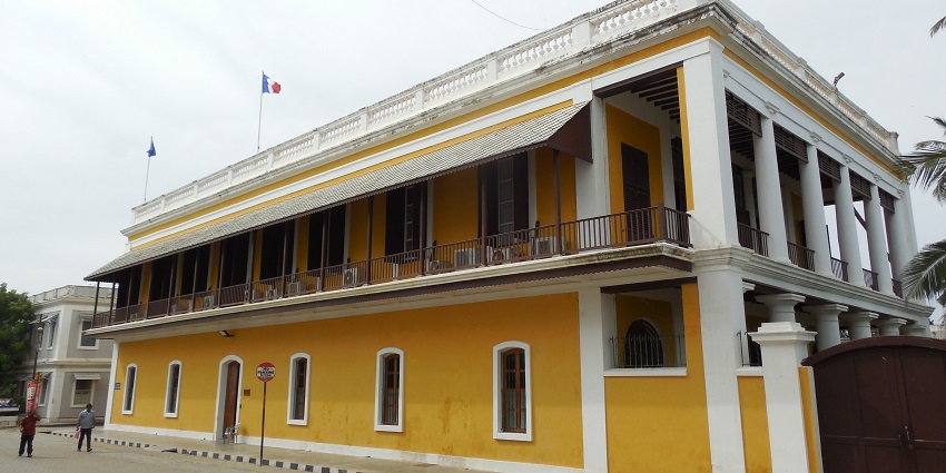 The French Consulate in White Town, Pondicherry, depicts its French history