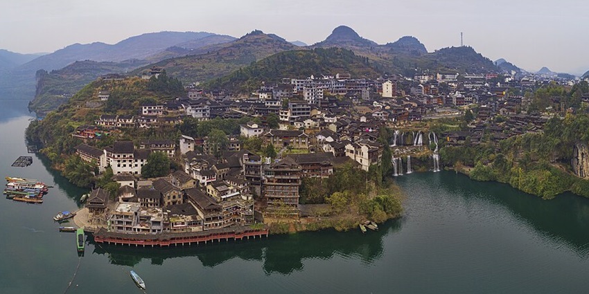 Image of Furong ancient town aerial panorama hunan china view