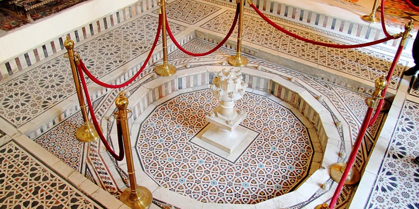 Inside view of the Gayer-Anderson Museum where a marble-made antique is showcased