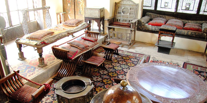 Inside view of the Gayer-Anderson Museum where several Egyptian antiques are placed