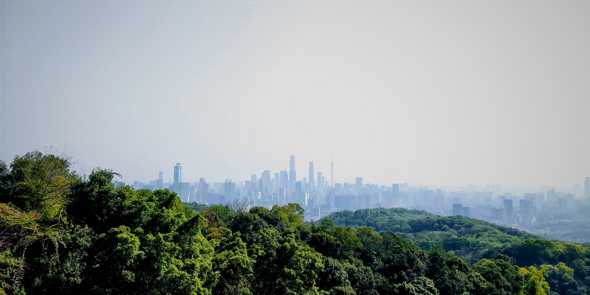 Panoramic view of the Baiyun Mountain in Guangzhou in China