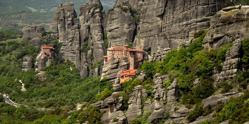 Scenic image of the beautiful Monasteries around the Greek hills