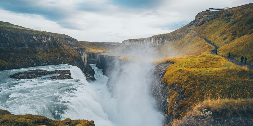 An image of Iceland's Golden Circle featuring Gullfoss waterfall and stunning landscapes.