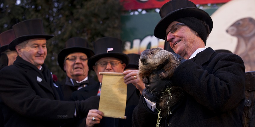 An image of Grounghog Day from Gobbler's Knob in Punxsutawney, Pennsylvania