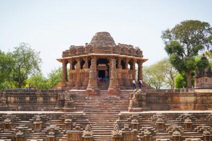 Image of stunning Sun temple Garden, Modhera, Gujarat travel guide