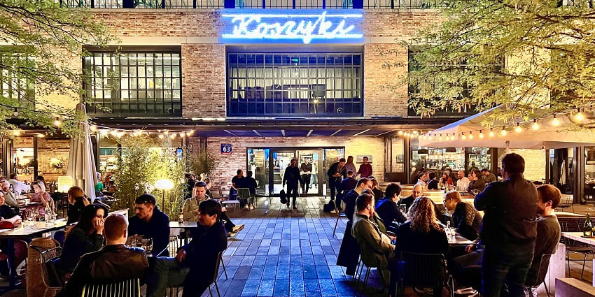Courtyard at Hala Koszyki, one of the best spots for Warsaw nightlife.
