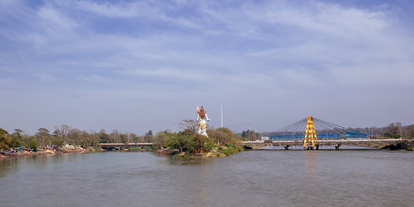 The footbridge view of the River Ganga, the form of purity located in Haridwar, Uttarakhand