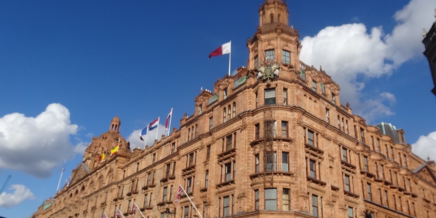 An image of Harrods in Knightsbridge, London.