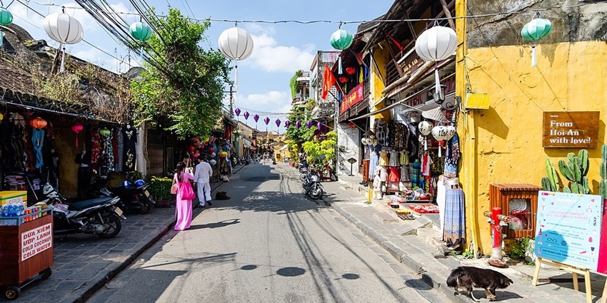 Tourists wander through the streets of Hoi An Ancient Town in Central Vietnam.