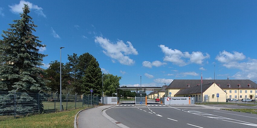 The entrance of Fliegerhorst Vogler in Hörsching, Upper Austria