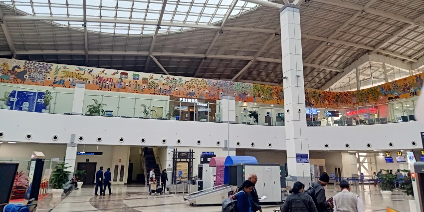 The exquisite interior of Raja Bhoj Airport.