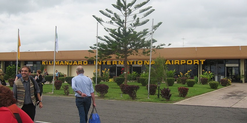 The entrance of Kilimanjaro International Airport near Ngorongoro National Park Tanzania.