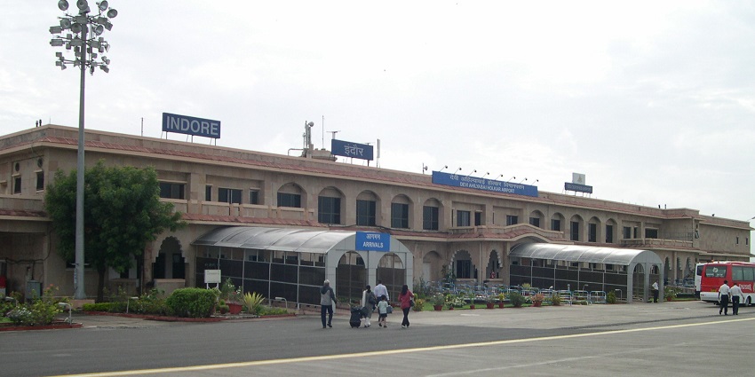  The massive Indore airport arrival front view during day time
