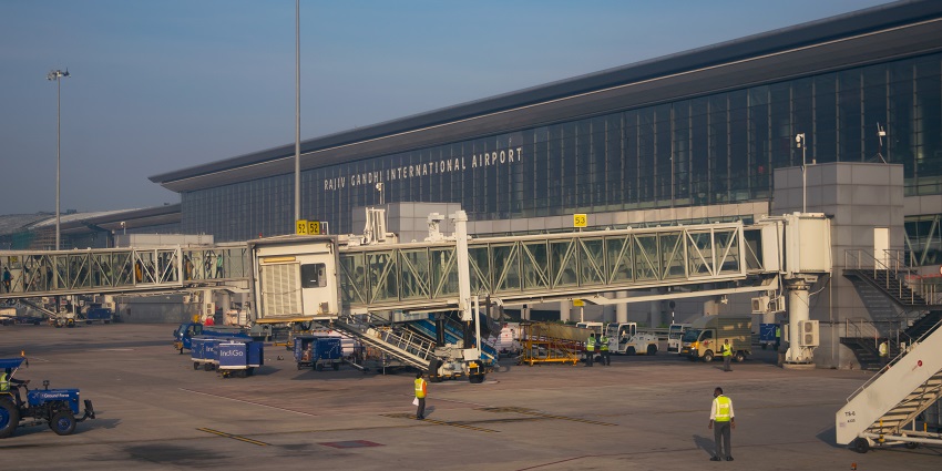 Modern Hyderabad Airport with world-class facilities and efficient passenger services.