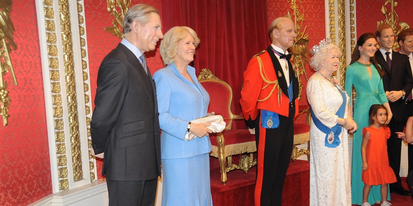 An image showing a lifelike wax figure on display at the famous Tussaud Museum