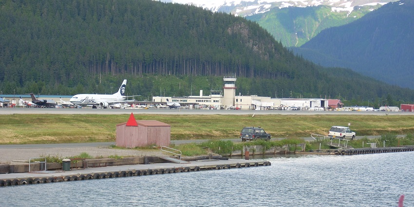 A view of Juneau International Airport for the view of the glacier.