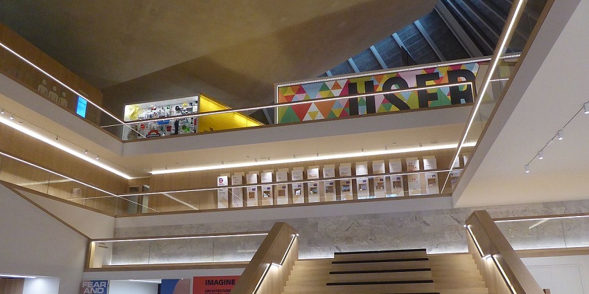 An image of the interior of the Design Museum, a popular place located in England.