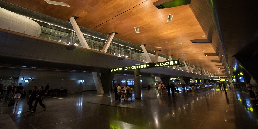 The exquisite interior of Hamad Airport.