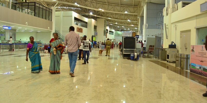 Sanpshot from the interior of the Madurai Airport in Tamil Nadu, India