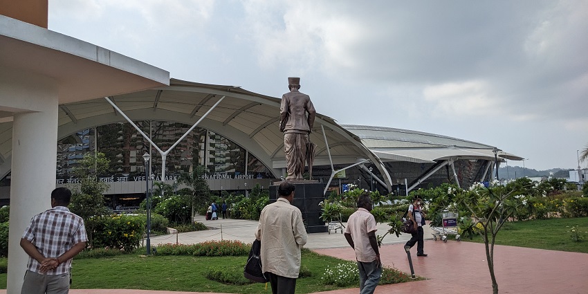 People walk towards the Veer Savarkar International Airport in Port Blair, Andaman & Nicobar