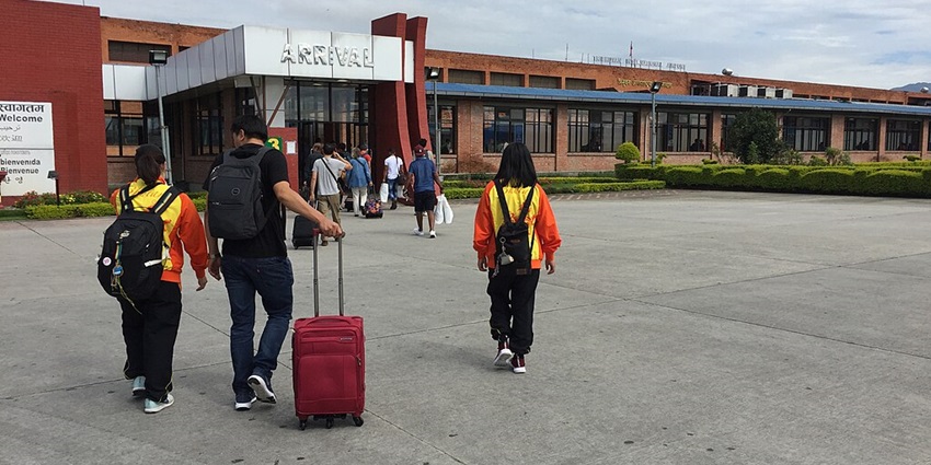 The international terminal of the Tribhuvan International Airport in Kathmandu, Nepal