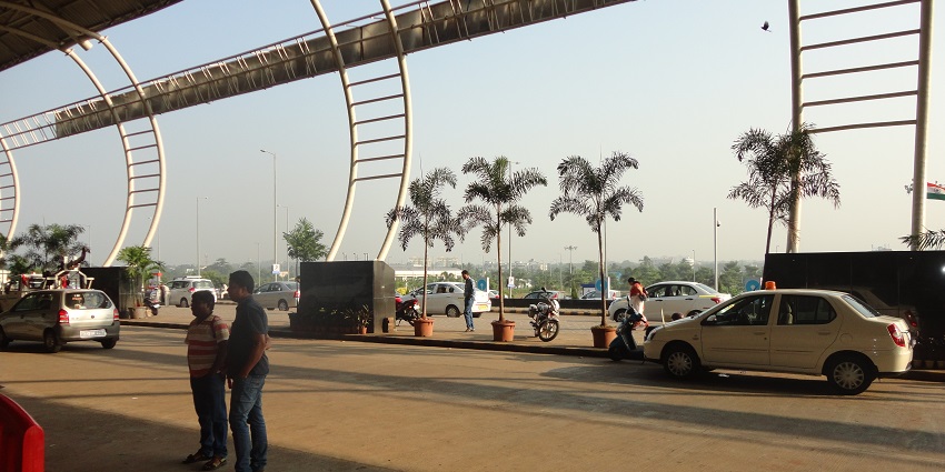 A cab waits outside the Biju Patnaik International Airport, the nearest airport to Puri in Odisha.