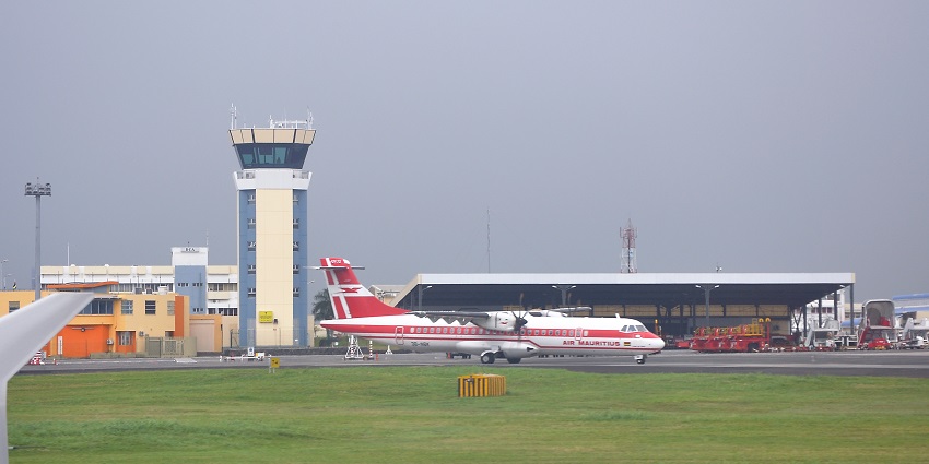 Image of the Airport on the island of Mauritius amidst the blue lagoons of Indian Ocean