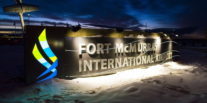 An image of the welcome sign of Fort McMurray Airport.
