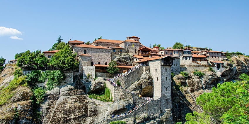 Scenic snapshot of the beautiful Meteora Monastery in Greece